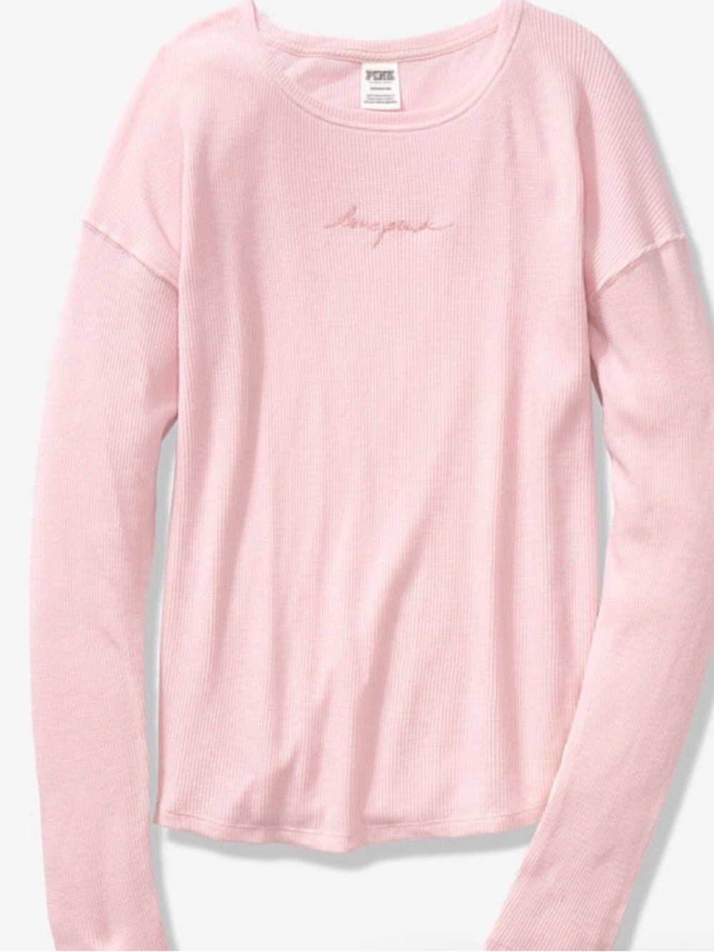 PINK Victoria's Secret Light Pink Waffle Knit Long Sleeve Tee